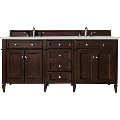 James Martin Brittany 72 inch Double Vanity, Burnished Mahogany w/ 3 CM Lime Delight Quartz Top, 840108969898, 650-V72-BNM-3LDL