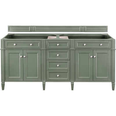 James Martin Brittany 72 inch Double Vanity Cabinet, Smokey Celadon, 840467806018, 650-V72-M-SC