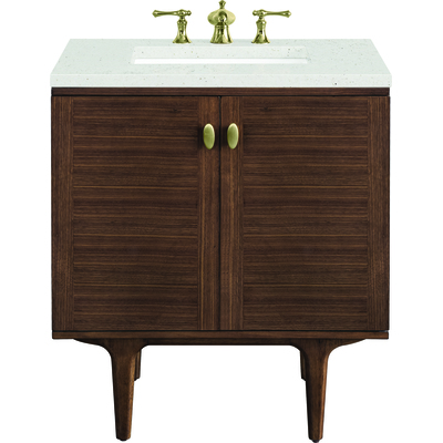 James Martin Amberly 30 inch Single Vanity, Mid-Century Walnut w/ 3 CM Lime Delight Top, 840108969935, 670-V30-WLT-3LDL