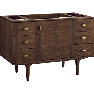 James Martin Amberly 48 inch Single Vanity Cabinet, Mid-Century Walnut, 840467806285, 670-V48-M-WLT