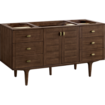 James Martin Amberly 60 inch Single Vanity Cabinet, Mid-Century Walnut, 840467806308, 670-V60S-M-WLT