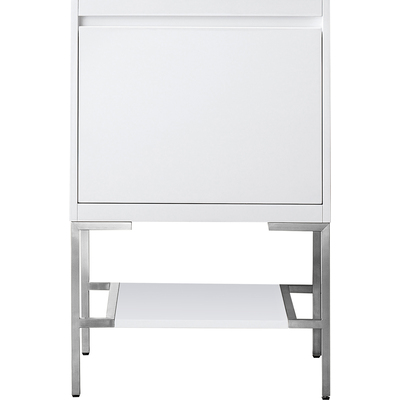 James Martin Mantova 23.6 inch Single Vanity Cabinet, Glossy White, Brushed Nickel Base, 840108965364, 805-V23.6-GW-BNK