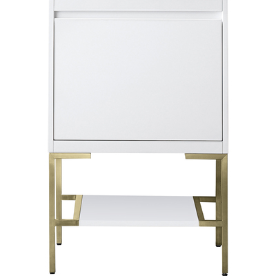 James Martin Mantova 23.6 inch Single Vanity Cabinet, Glossy White, Champagne Brass Base, 840108977510, 805-V23.6-GW-CB