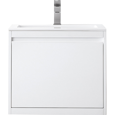 James Martin Mantova 23.6 inch Single Vanity, Glossy White w/ Glossy White Composite Stone Top, 840108962004, 805-V23.6-GW-GW