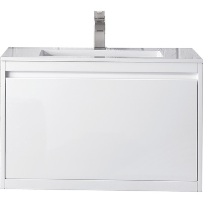 James Martin Mantova 31.5 inch Single Vanity, Glossy White w/ Glossy White Composite Stone Top, 840108962202, 805-V31.5-GW-GW