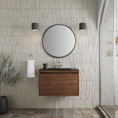 James Martin Mantova 31.5 inch Single Vanity, Mid-Century Walnut w/ Charcoal Black Composite Stone Top, 840108962295, 805-V31.5-WLT-CH