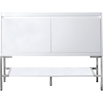 James Martin Mantova 47.3 inch Single Vanity Cabinet, Glossy White, Brushed Nickel Base, 840108962554, 805-V47.3-GW-BNK