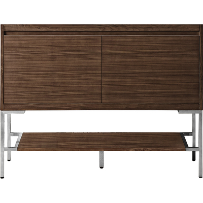 James Martin Mantova 47.3 inch Single Vanity Cabinet, Mid-Century Walnut, Brushed Nickel Base, 840108962653, 805-V47.3-WLT-BNK