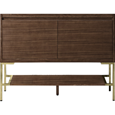 James Martin Mantova 47.3 inch Single Vanity Cabinet, Mid-Century Walnut, Champagne Brass Base, 840108977572, 805-V47.3-WLT-CB