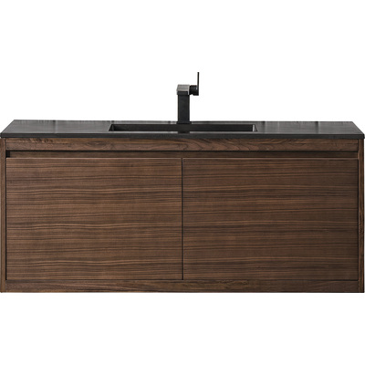 James Martin Mantova 47.3 inch Single Vanity, Mid-Century Walnut w/ Charcoal Black Composite Stone Top, 840108962691, 805-V47.3-WLT-CH