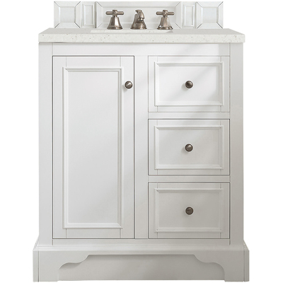James Martin De Soto 30 inch Single Vanity, Bright White w/ 3 CM Lime Delight Quartz Top, 840108969997, 825-V30-BW-3LDL