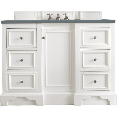 James Martin De Soto 48 inch Single Bathroom Vanity, Bright White w/ 3 CM Cala Blue Quartz Top 825-V48-BW-3CBL