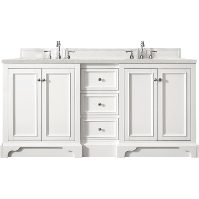 James Martin De Soto 72 inch Double Vanity, Bright White w/ 3 CM Lime Delight Quartz Top, 840108970023, 825-V72-BW-3LDL