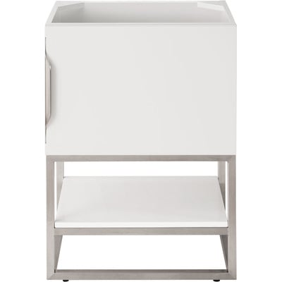 James Martin Columbia 24 inch Single Vanity Cabinet, Glossy White, Brushed Nickel, 840108963308, 883-V24-GW-BN