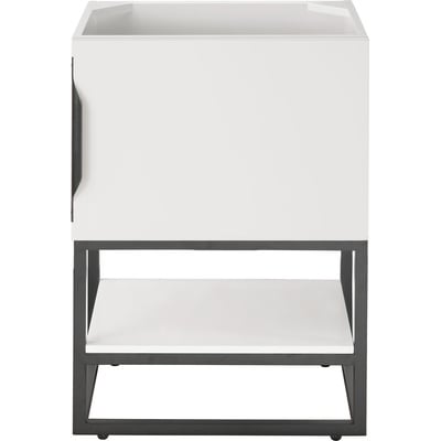 James Martin Columbia 24 inch Single Vanity Cabinet, Glossy White, Matte Black, 840108963322, 883-V24-GW-MB