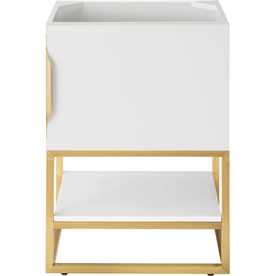 James Martin Columbia 24 inch Single Vanity Cabinet, Glossy White, Radiant Gold, 840108963346, 883-V24-GW-RG
