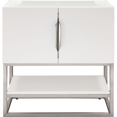 James Martin Columbia 31.5 inch Single Vanity Cabinet, Glossy White, Brushed Nickel, 840108963513, 883-V31.5-GW-BN