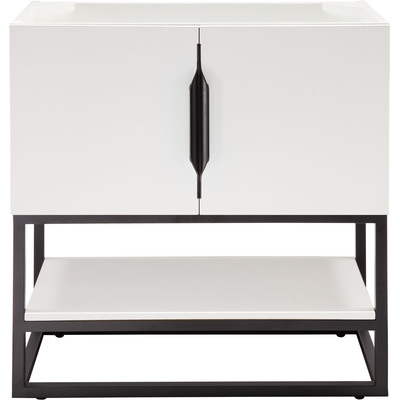 James Martin Columbia 31.5 inch Single Vanity Cabinet, Glossy White, Matte Black, 840108963537, 883-V31.5-GW-MB
