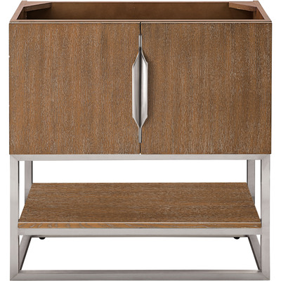 James Martin Columbia 31.5 inch Single Vanity Cabinet, Latte Oak, Brushed Nickel, 840108963582, 883-V31.5-LO-BN