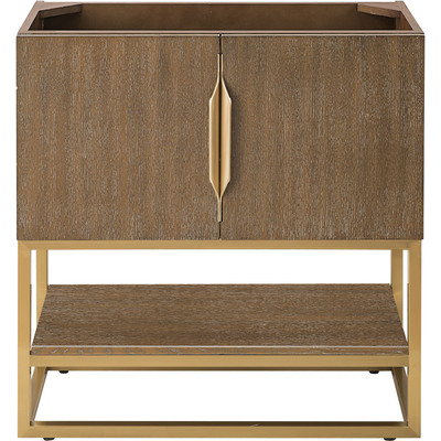 James Martin Columbia 31.5 inch Single Vanity Cabinet, Latte Oak, Radiant Gold, 840108963629, 883-V31.5-LO-RG
