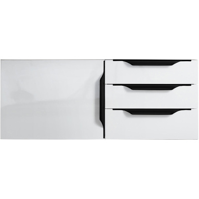 James Martin Columbia 36 inch Single Wall Mount Vanity Cabinet, Glossy White, Matte Black, 840108964633, 983-V36-W-GW-B