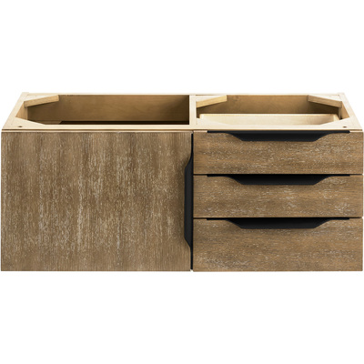 James Martin Columbia 36 inch Single Wall Mount Vanity Cabinet, Latte Oak, Matte Black, 840108964688, 983-V36-W-LO-B