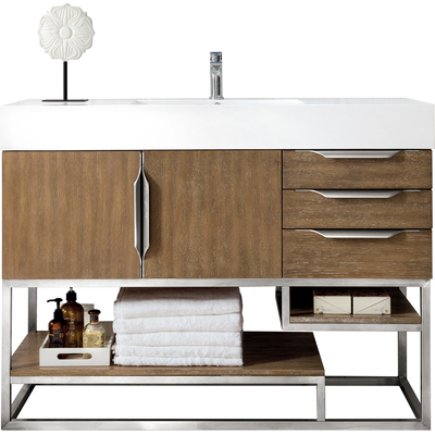 James Martin Columbia 48 inch Single Vanity Cabinet, Latte Oak, Brushed Nickel, 840108963957, 983-V48-LTO-BN