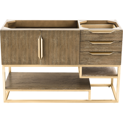 James Martin Columbia 48 inch Single Vanity Cabinet, Latte Oak, Radiant Gold, 840108963995, 983-V48-LTO-RG