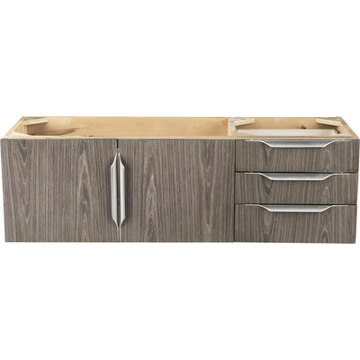 James Martin Columbia 48 inch Single Wall Mount Vanity Cabinet, Ash Gray, Brushed Nickel, 840108977428, 983-V48-W-AG-N
