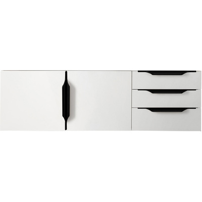 James Martin Columbia 48 inch Single Wall Mount Vanity Cabinet, Glossy White, Matte Black, 840108964787, 983-V48-W-GW-B