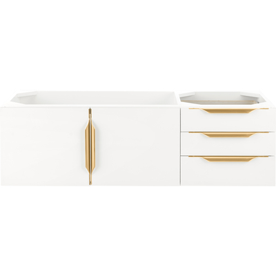 James Martin Columbia 48 inch Single Wall Mount Vanity Cabinet, Glossy White, Radiant Gold, 840108964763, 983-V48-W-GW-G