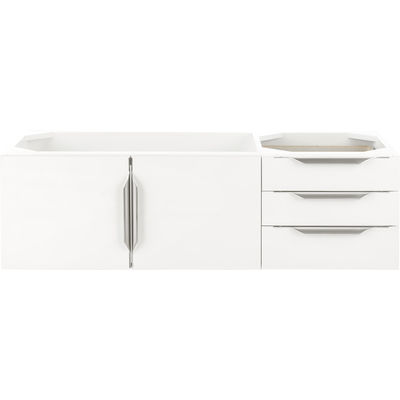 James Martin Columbia 48 inch Single Wall Mount Vanity Cabinet, Glossy White, Brushed Nickel, 840108977435, 983-V48-W-GW-N