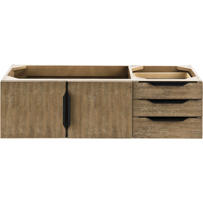 James Martin Columbia 48 inch Single Wall Mount Vanity Cabinet, Latte Oak, Matte Black, 840108964831, 983-V48-W-LO-B