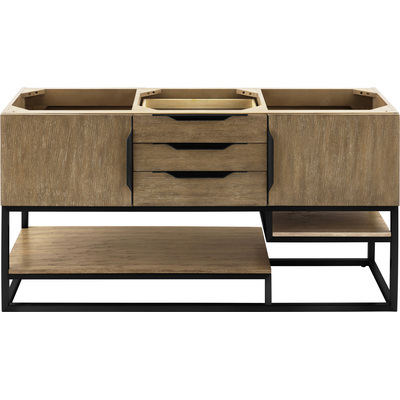 James Martin Columbia 59 inch Double Vanity Cabinet, Latte Oak, Matte Black, 840108964152, 983-V59D-LTO-MB