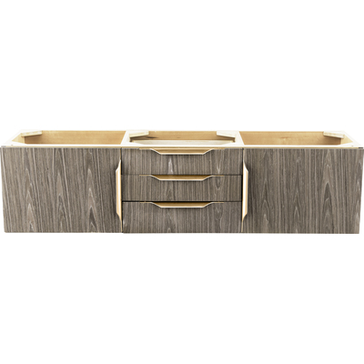 James Martin Columbia 59 inch Double Wall Mount Vanity Cabinet, Ash Gray, Radiant Gold, 840108964862, 983-V59D-W-AG-G