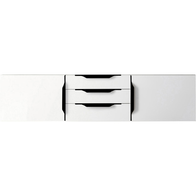James Martin Columbia 59 inch Double Wall Mount Vanity Cabinet, Glossy White, Matte Black, 840108964930, 983-V59D-W-GW-B