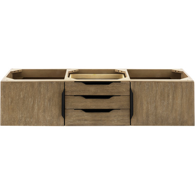 James Martin Columbia 59 inch Double Wall Mount Vanity Cabinet, Latte Oak, Matte Black, 840108964985, 983-V59D-W-LO-B