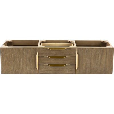 James Martin Columbia 59 inch Double Wall Mount Vanity Cabinet, Latte Oak, Radiant Gold, 840108964961, 983-V59D-W-LO-G