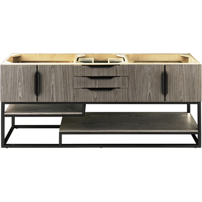 James Martin Columbia 72 inch Double Vanity Cabinet, Ash Gray, Matte Black, 840108964213, 983-V72D-AGR-MB