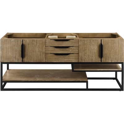 James Martin Columbia 72 inch Double Vanity Cabinet, Latte Oak, Matte Black, 840108964336, 983-V72D-LTO-MB