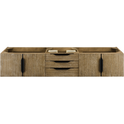 James Martin Columbia 72 inch Double Wall Mount Vanity Cabinet, Latte Oak, Matte Black, 840108965166, 983-V72D-W-LO-B