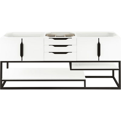 James Martin Columbia 72 inch Single Bathroom Vanity Cabinet, Glossy White, Matte Black, 840108964459, 983-V72S-GW-MB
