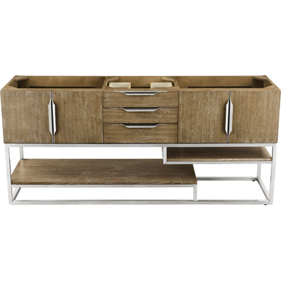 James Martin Columbia 72 inch Single Vanity Cabinet, Latte Oak, Brushed Nickel, 840108964497, 983-V72S-LTO-BN