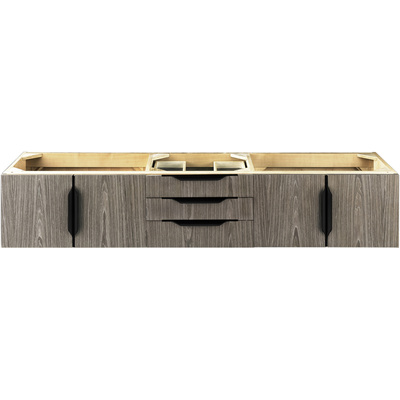 James Martin Columbia 72 inch Single Wall Mount Vanity Cabinet, Ash Gray, Matte Black, 840108965227, 983-V72S-W-AG-B