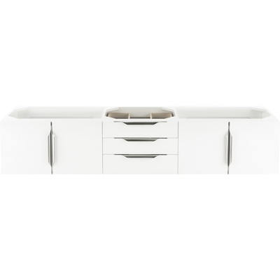 James Martin Columbia 72 inch Single Wall Mount Bathroom Vanity Cabinet, Glossy White, Brushed Nickel, 840108965241, 983-V72S-W-GW-N