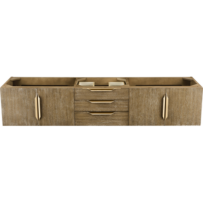 James Martin Columbia 72 inch Single Wall Mount Vanity Cabinet, Latte Oak, Radiant Gold, 840108965326, 983-V72S-W-LO-G