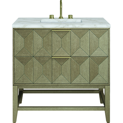 James Martin Emmeline 36 inch Single Vanity, Pebble Oak w/ 3 CM Victorian Silver Top, 840108966910, D100-V36-PBO-3VSL