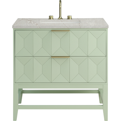 James Martin Emmeline 36 inch Single Vanity, Pistachio w/ 3 CM Victorian Silver Top, 840467815300, D100-V36-PST-3VSL