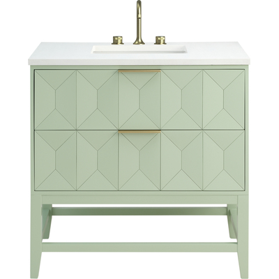 James Martin Emmeline 36 inch Single Vanity, Pistachio w/ 3 CM White Zeus Top, 840467815317, D100-V36-PST-3WZ