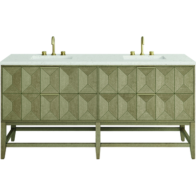 James Martin Emmeline 72 inch Double Vanity, Pebble Oak w/ 3 CM Lime Delight Top, 840108970047, D100-V72-PBO-3LDL